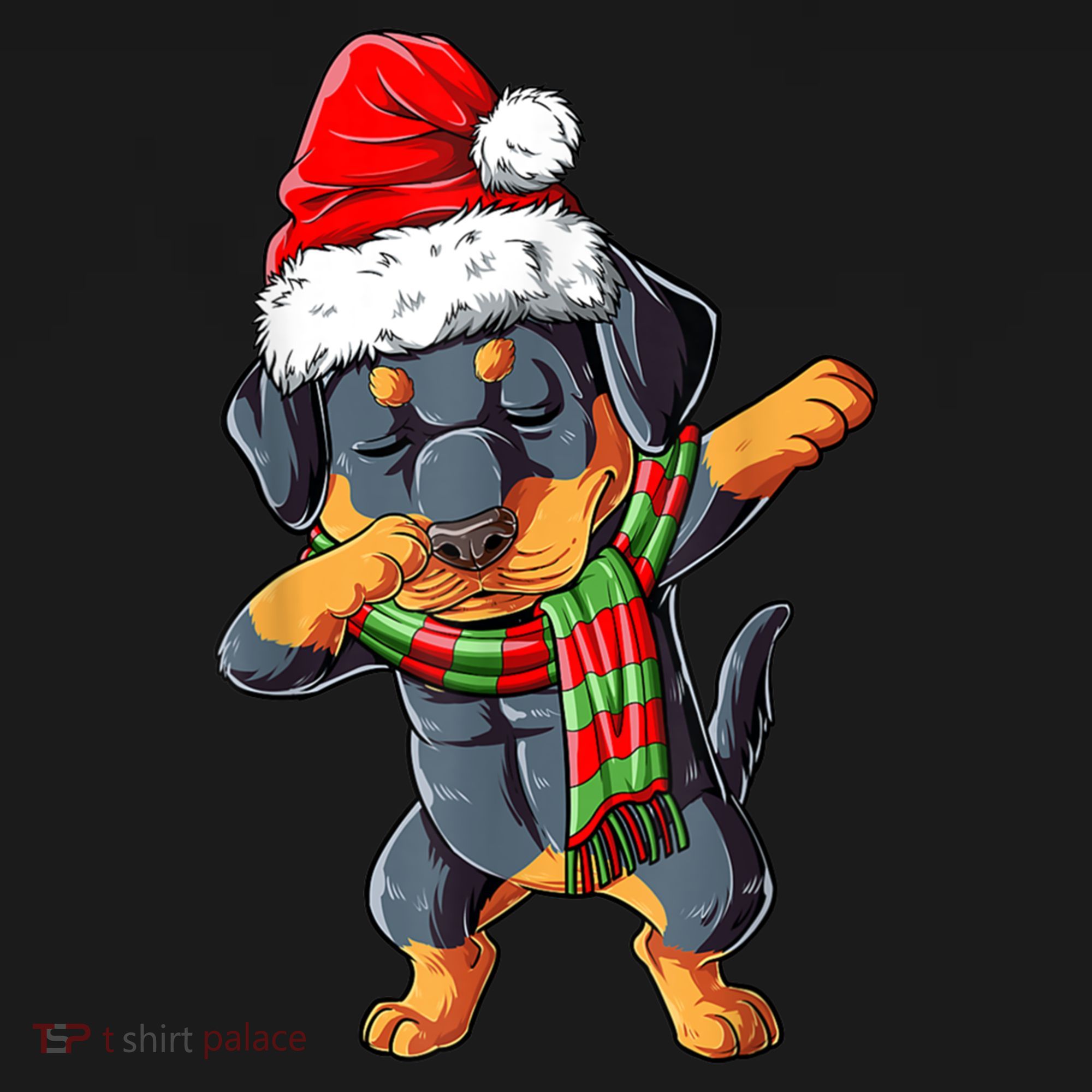 Dabbing Rottweiler Santa Christmas Boys Xmas Dog Gift Women's Hoodie