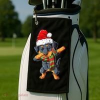 Dabbing Rottweiler Santa Christmas Boys Xmas Dog Gift Golf Towel thumb 2