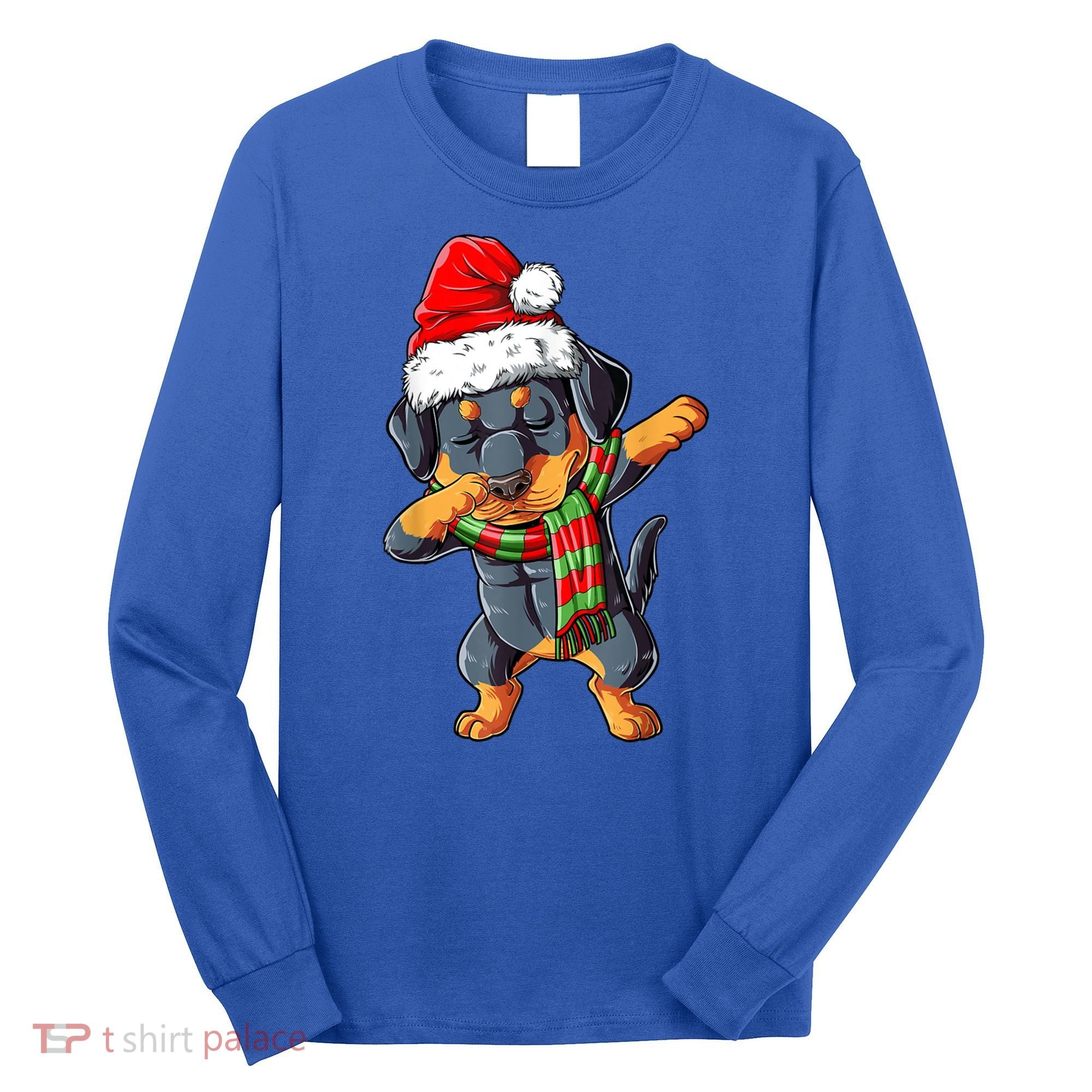 Dabbing Rottweiler Santa Christmas Boys Xmas Dog Gift Long Sleeve Shirt