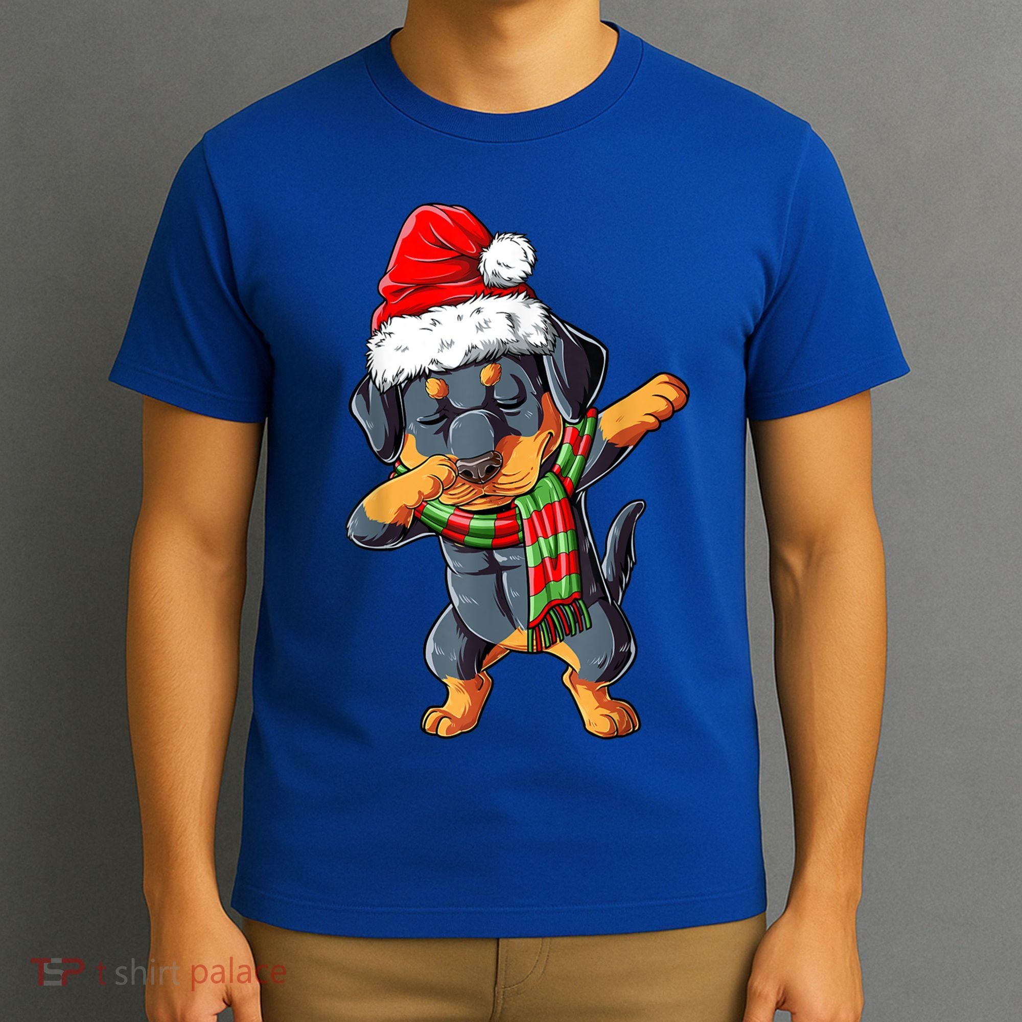 Dabbing Rottweiler Santa Christmas Boys Xmas Dog Gift T-Shirt