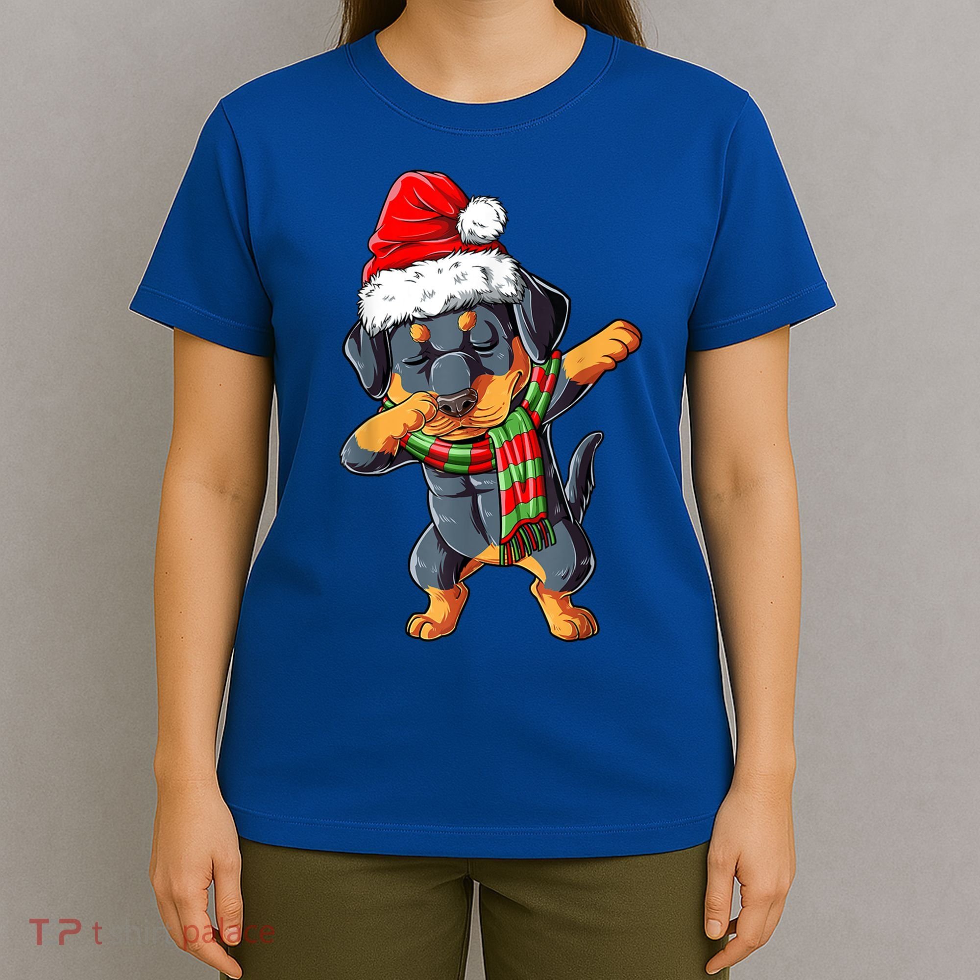 Dabbing Rottweiler Santa Christmas Boys Xmas Dog Gift T-Shirt
