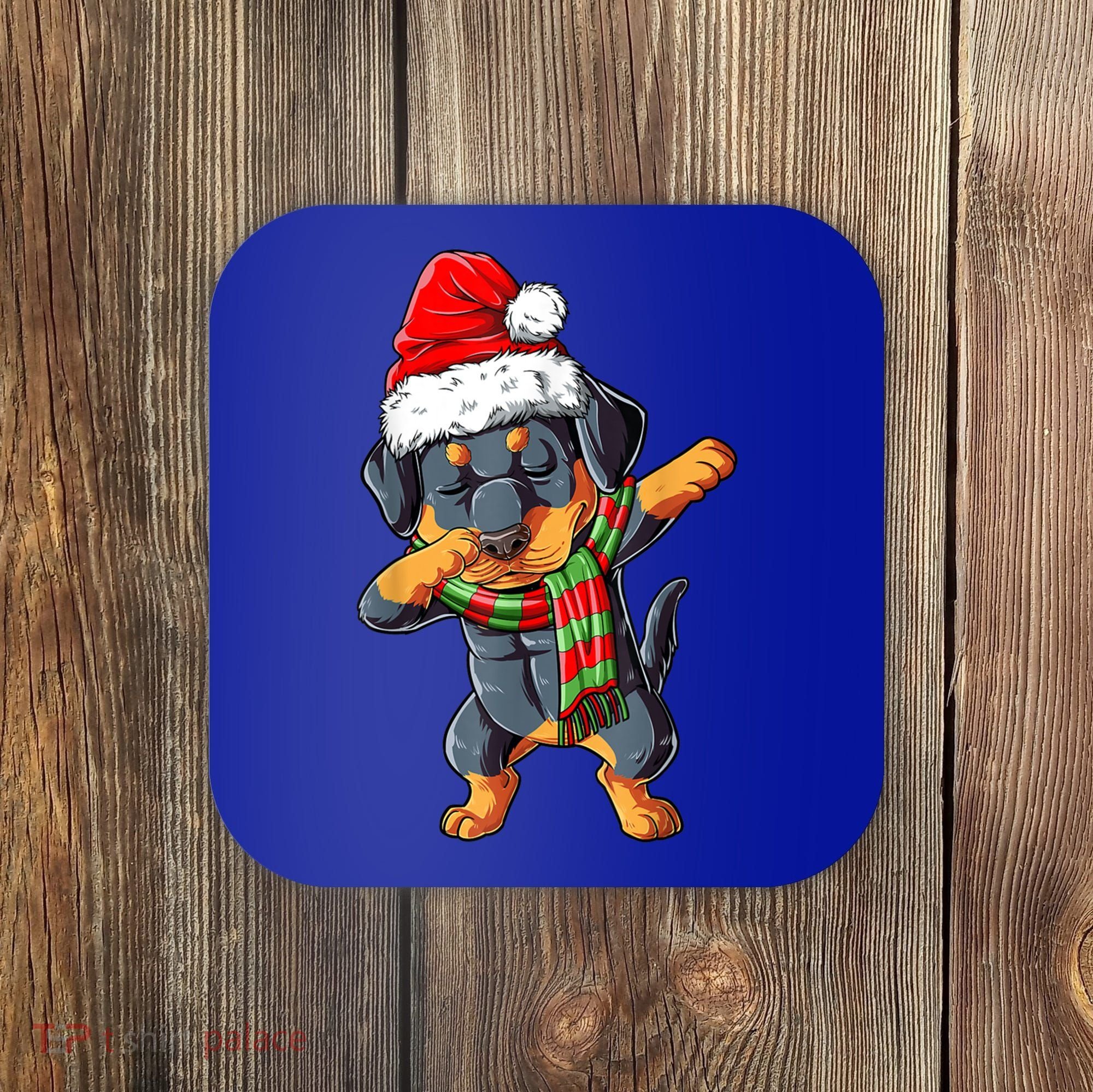 Dabbing Rottweiler Santa Christmas Boys Xmas Dog Gift Coaster