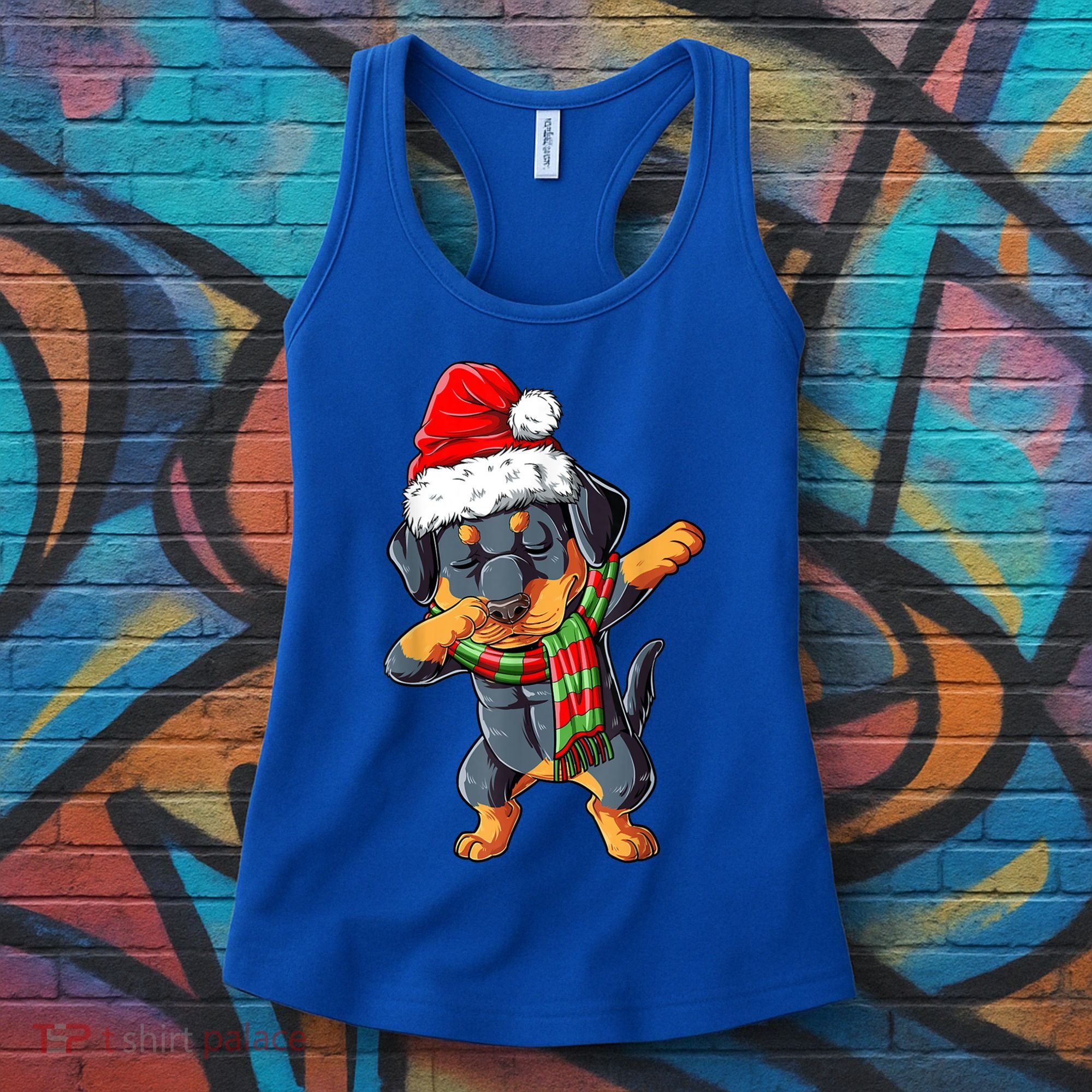 Dabbing Rottweiler Santa Christmas Boys Xmas Dog Gift Women's Tank Top