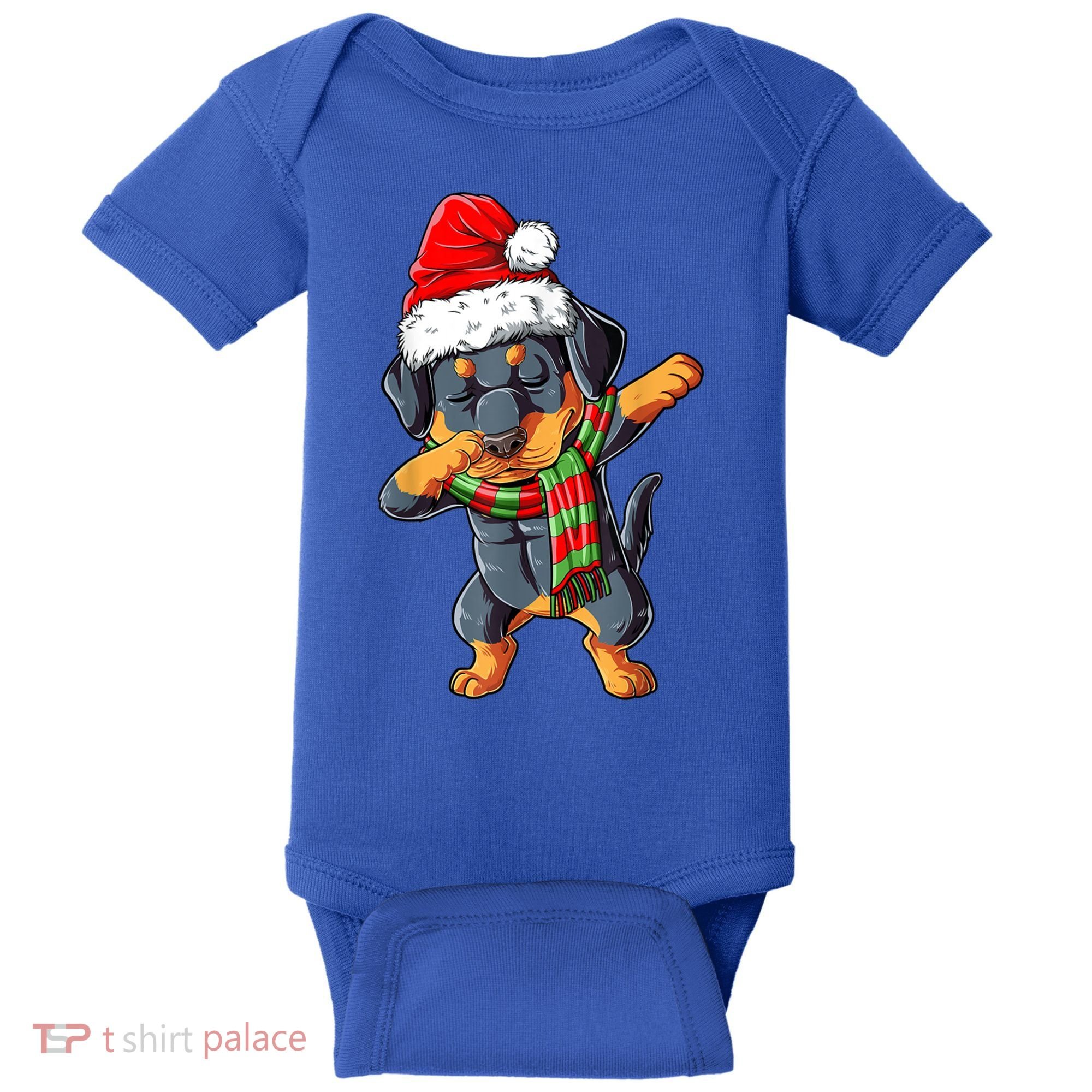 Dabbing Rottweiler Santa Christmas Boys Xmas Dog Gift Baby Bodysuit