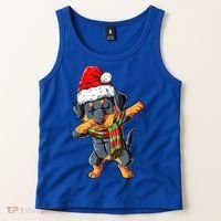 Dabbing Rottweiler Santa Christmas Boys Xmas Dog Gift Tank Top thumb 2