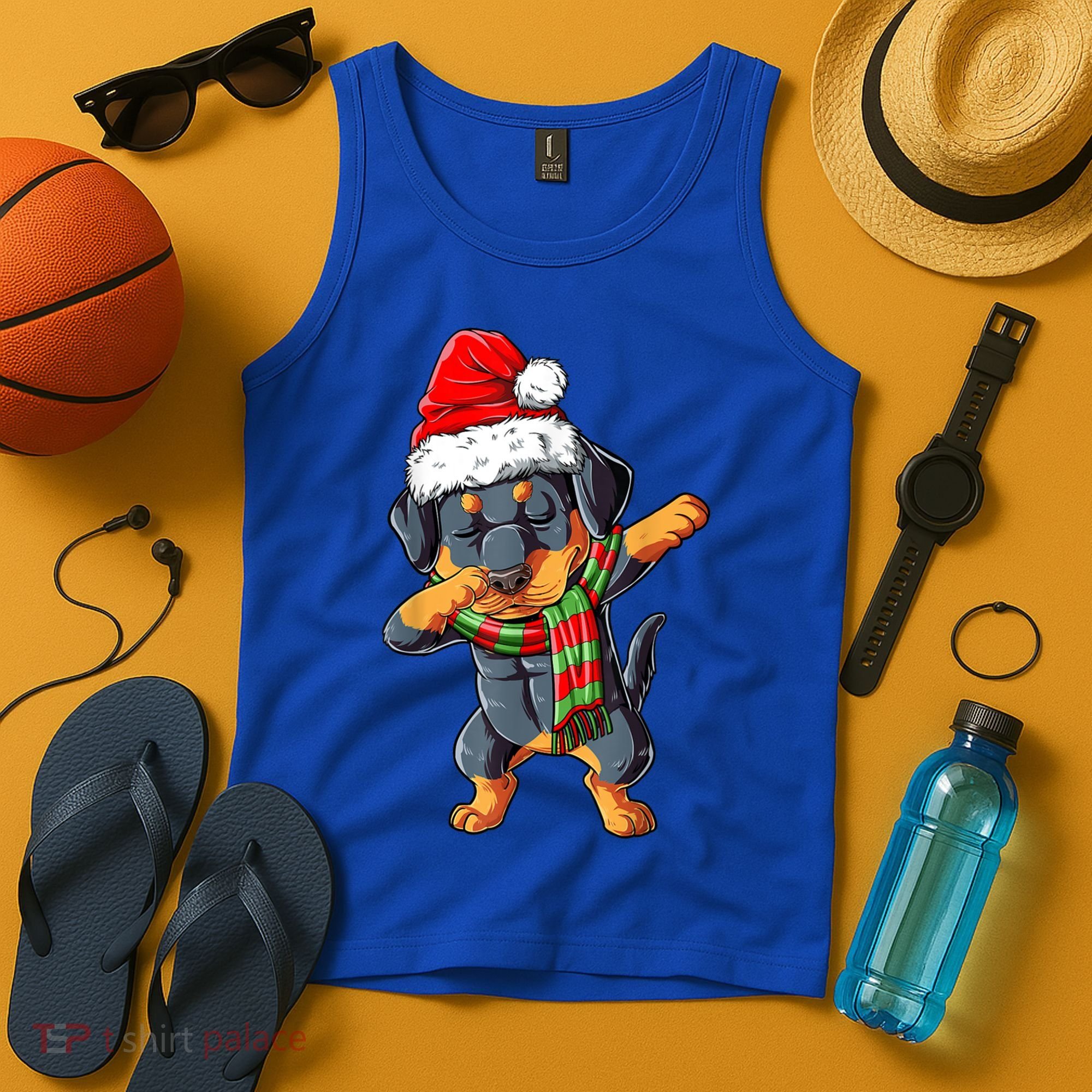 Dabbing Rottweiler Santa Christmas Boys Xmas Dog Gift Tank Top