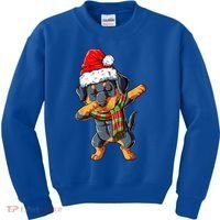 Dabbing Rottweiler Santa Christmas Boys Xmas Dog Gift Kids Sweatshirt thumb 0