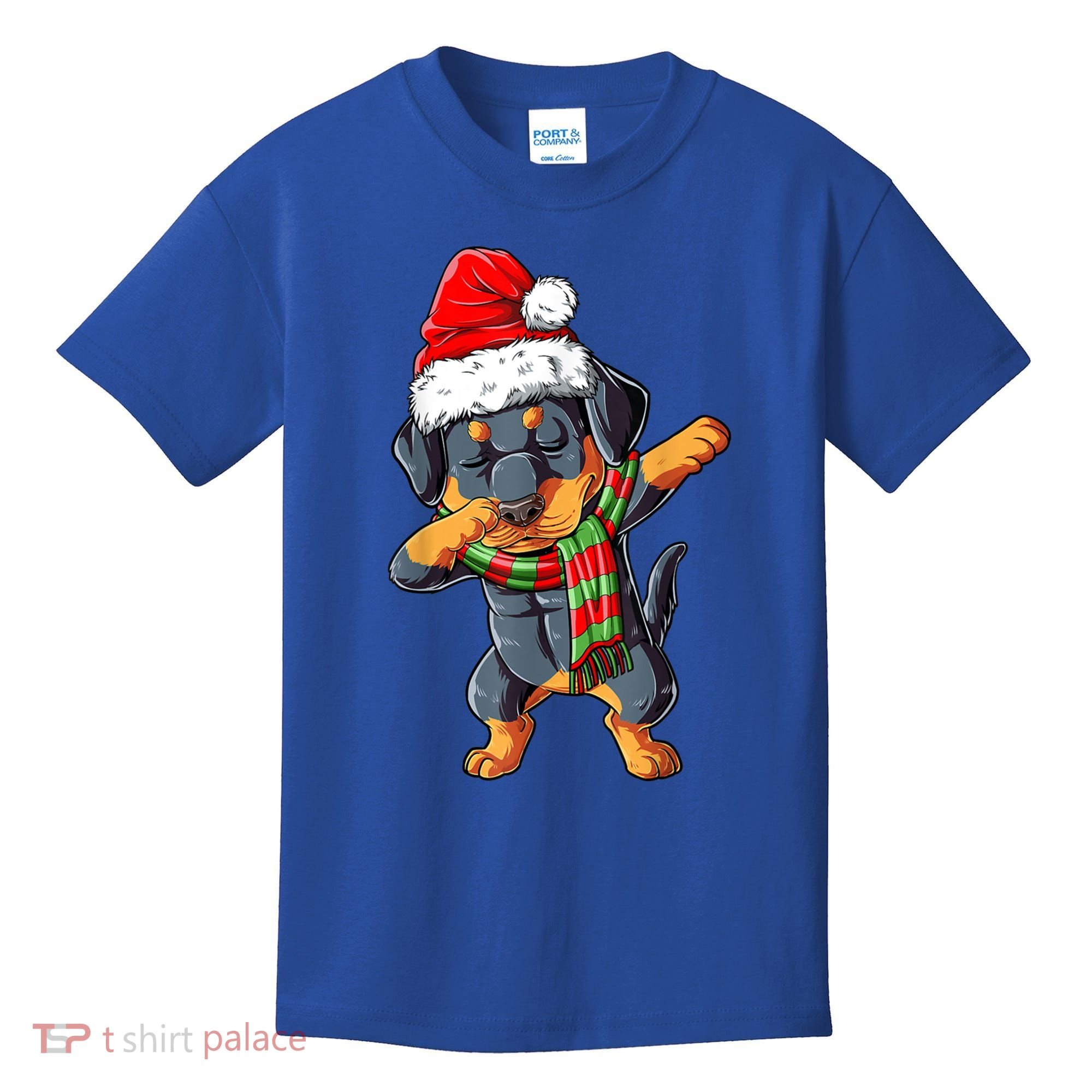Dabbing Rottweiler Santa Christmas Boys Xmas Dog Gift Kids T-Shirt