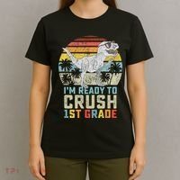 Dinosaur Ready To Crush First Grade 1st Day Of School T-Shirt thumb 4