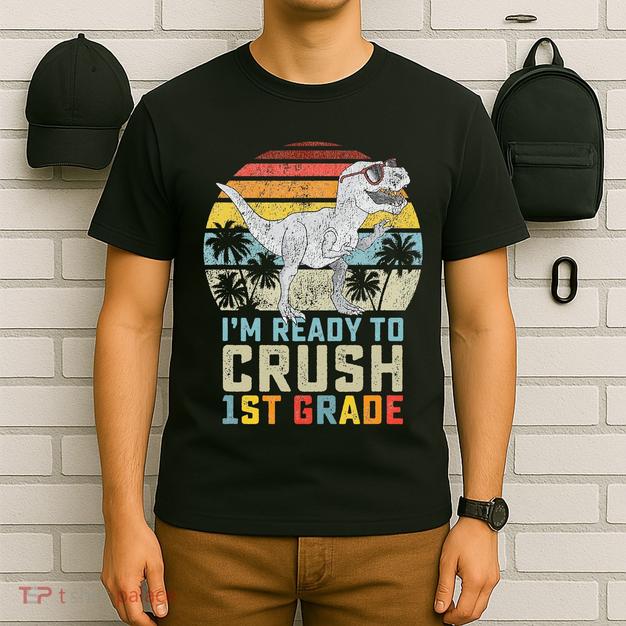 Dinosaur Ready To Crush First Grade 1st Day Of School T-Shirt