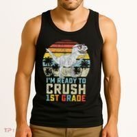 Dinosaur Ready To Crush First Grade 1st Day Of School Tank Top thumb 3