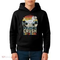 Dinosaur Ready To Crush First Grade 1st Day Of School Kids Hoodie thumb 4