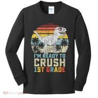 Dinosaur Ready To Crush First Grade 1st Day Of School Kids Long Sleeve Shirt thumb 0