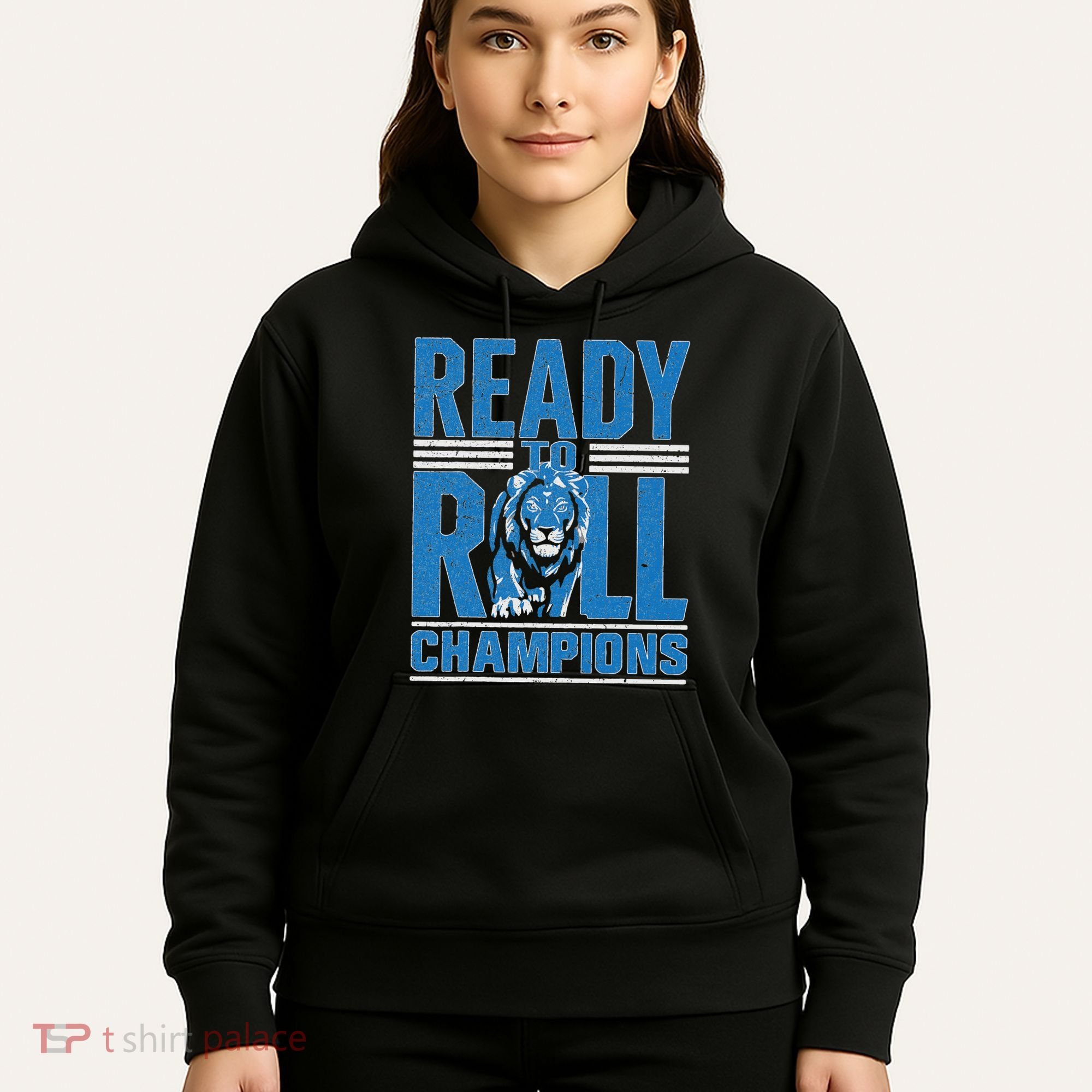 Detroit Ready To Roll Funny Lion Graphic Hoodie