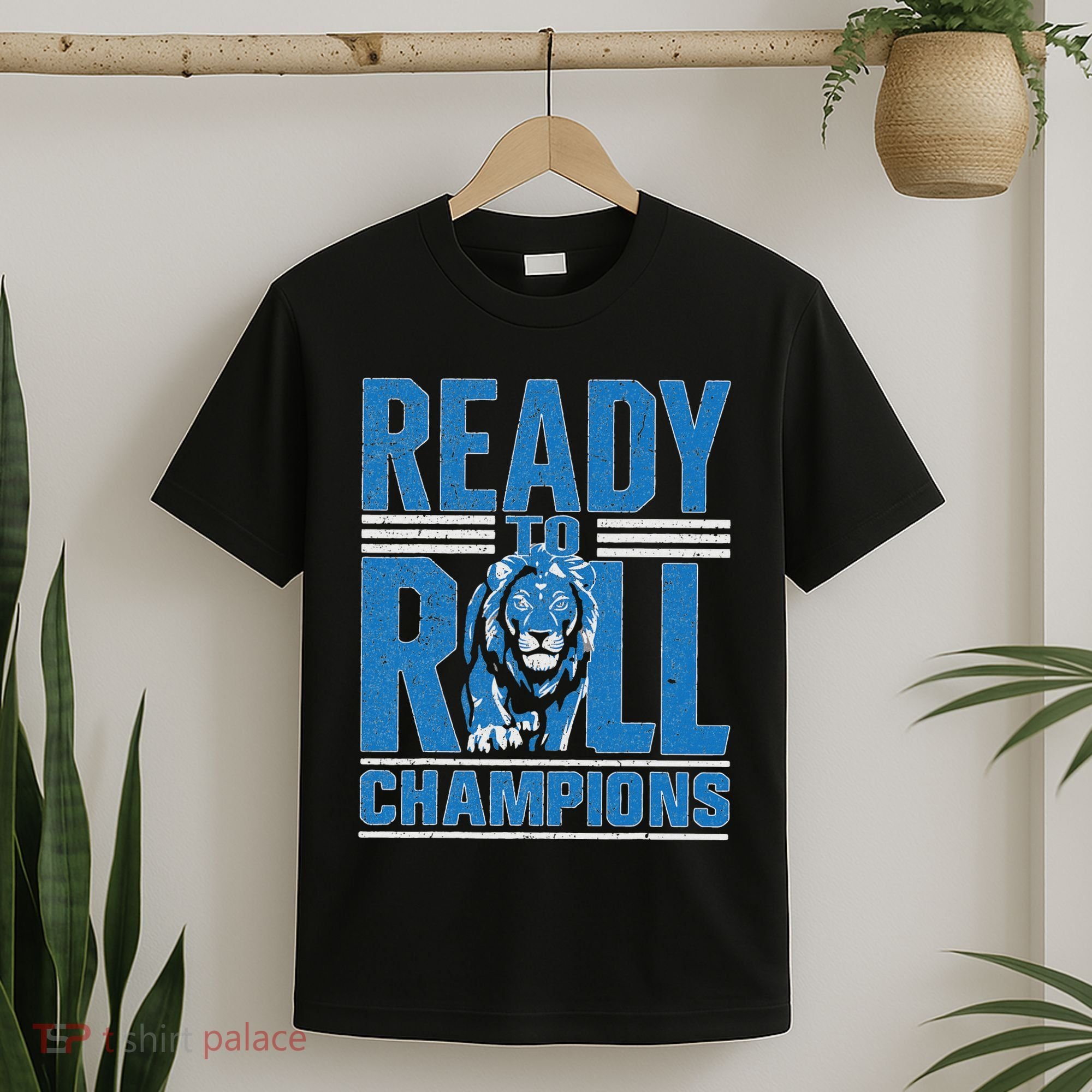 Detroit Ready To Roll Funny Lion Graphic T-Shirt