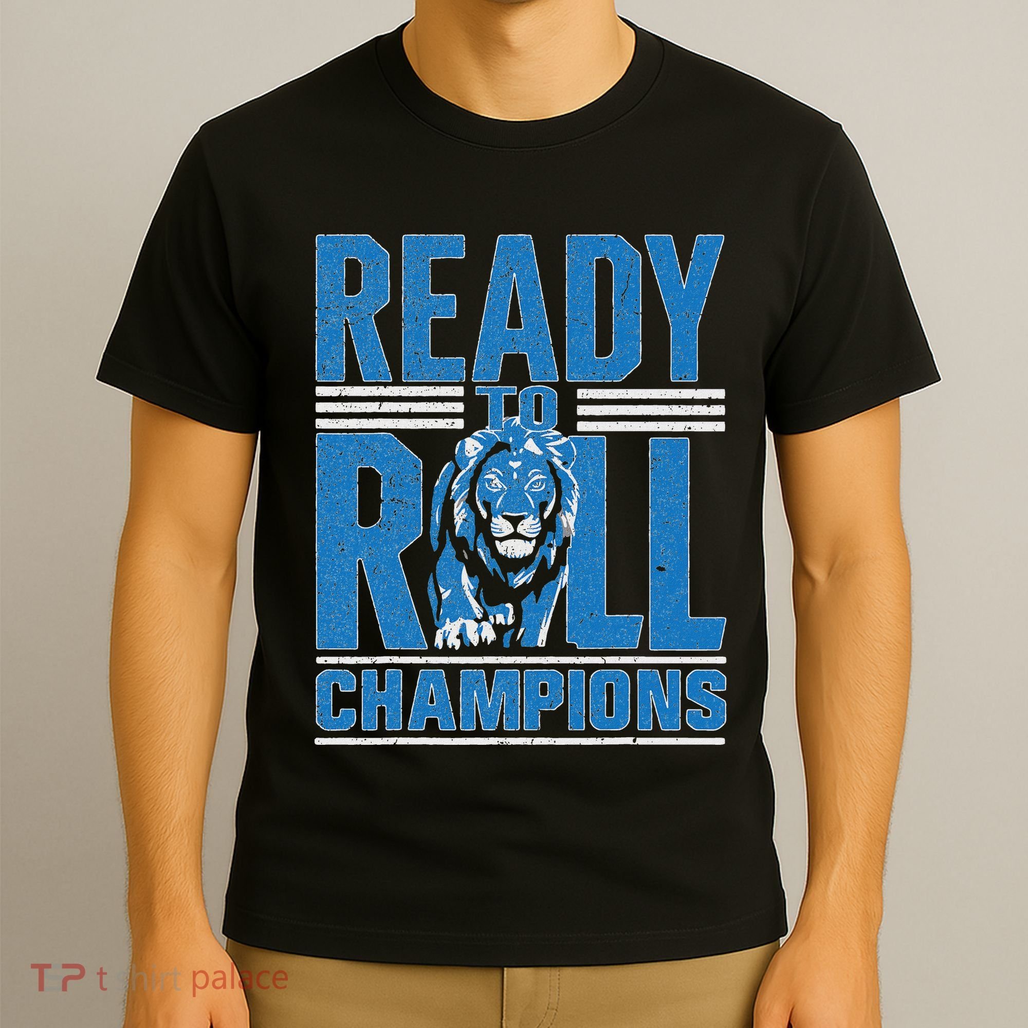 Detroit Ready To Roll Funny Lion Graphic T-Shirt