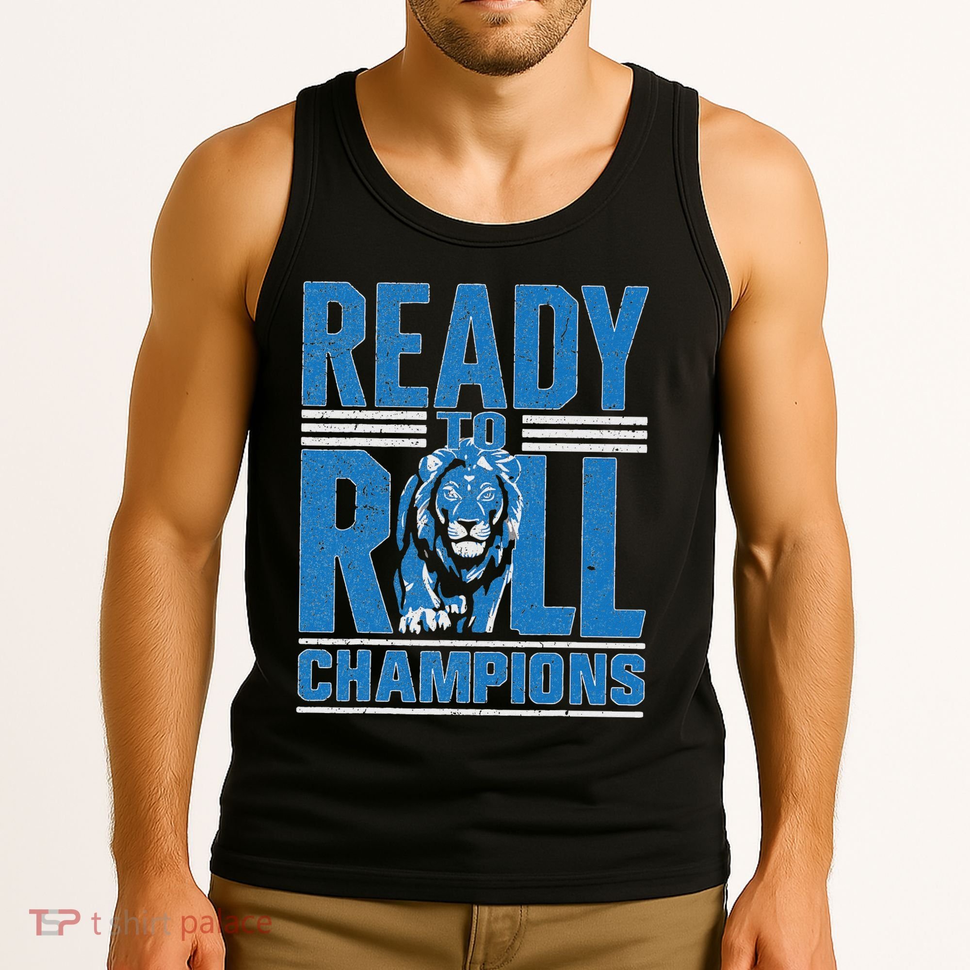 Detroit Ready To Roll Funny Lion Graphic Tank Top