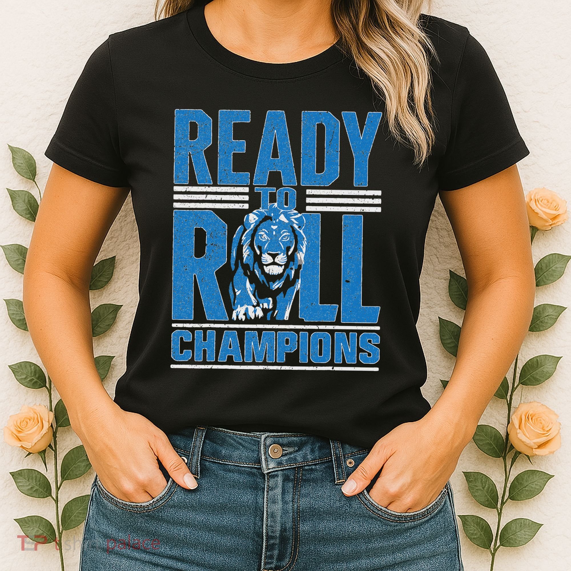 Detroit Ready To Roll Funny Lion Graphic Women's T-Shirt