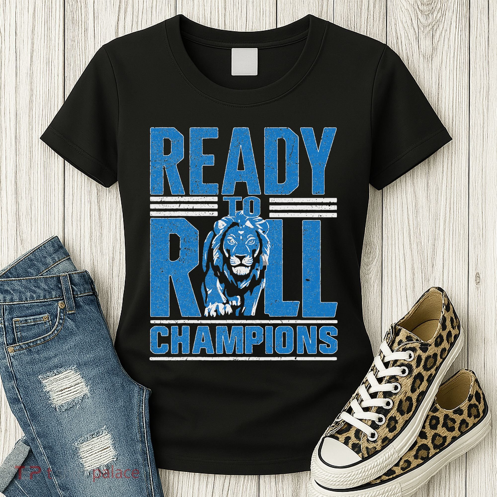 Detroit Ready To Roll Funny Lion Graphic Women's T-Shirt