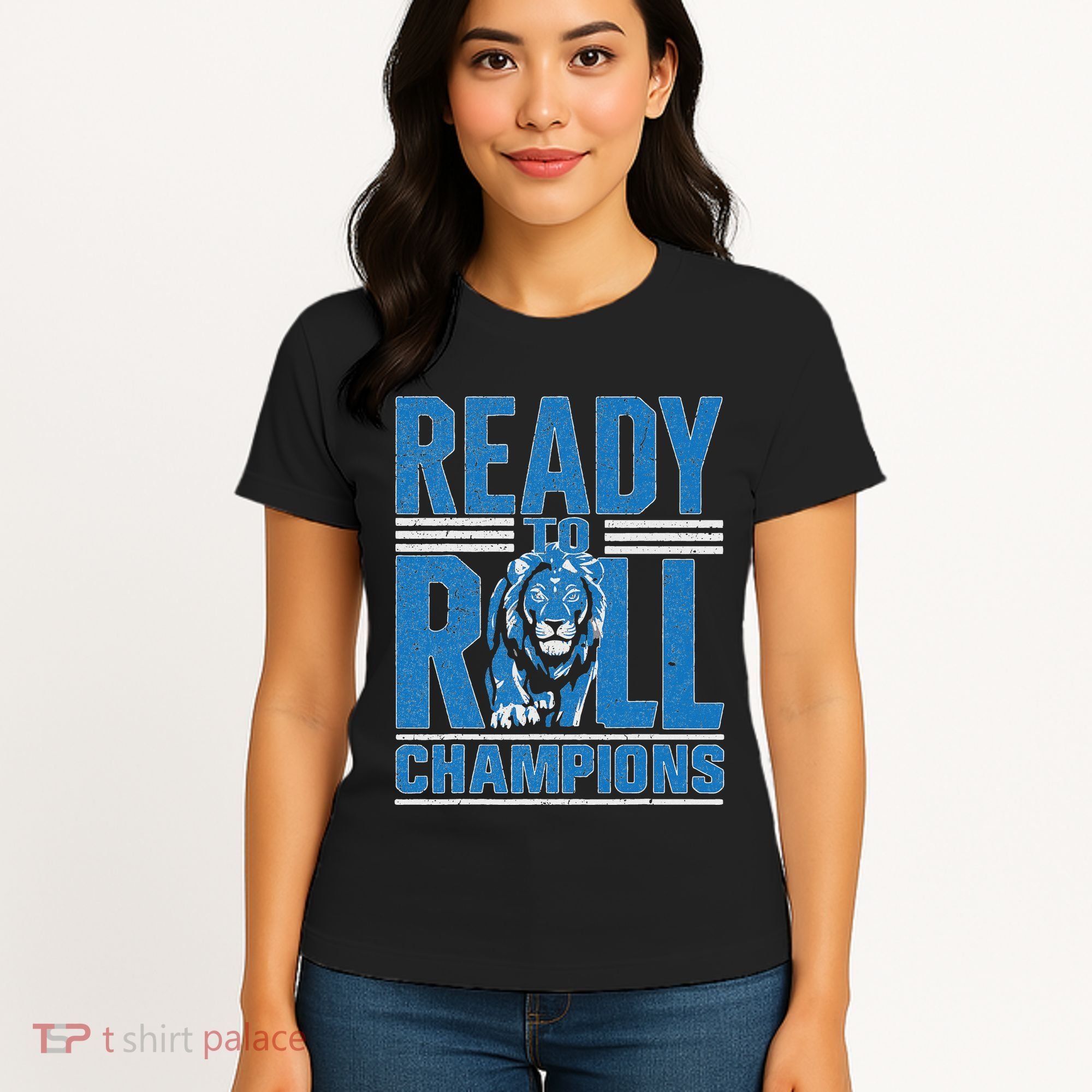 Detroit Ready To Roll Funny Lion Graphic Women's T-Shirt
