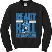 Detroit Ready To Roll Funny Lion Graphic Kids Sweatshirt thumb 0