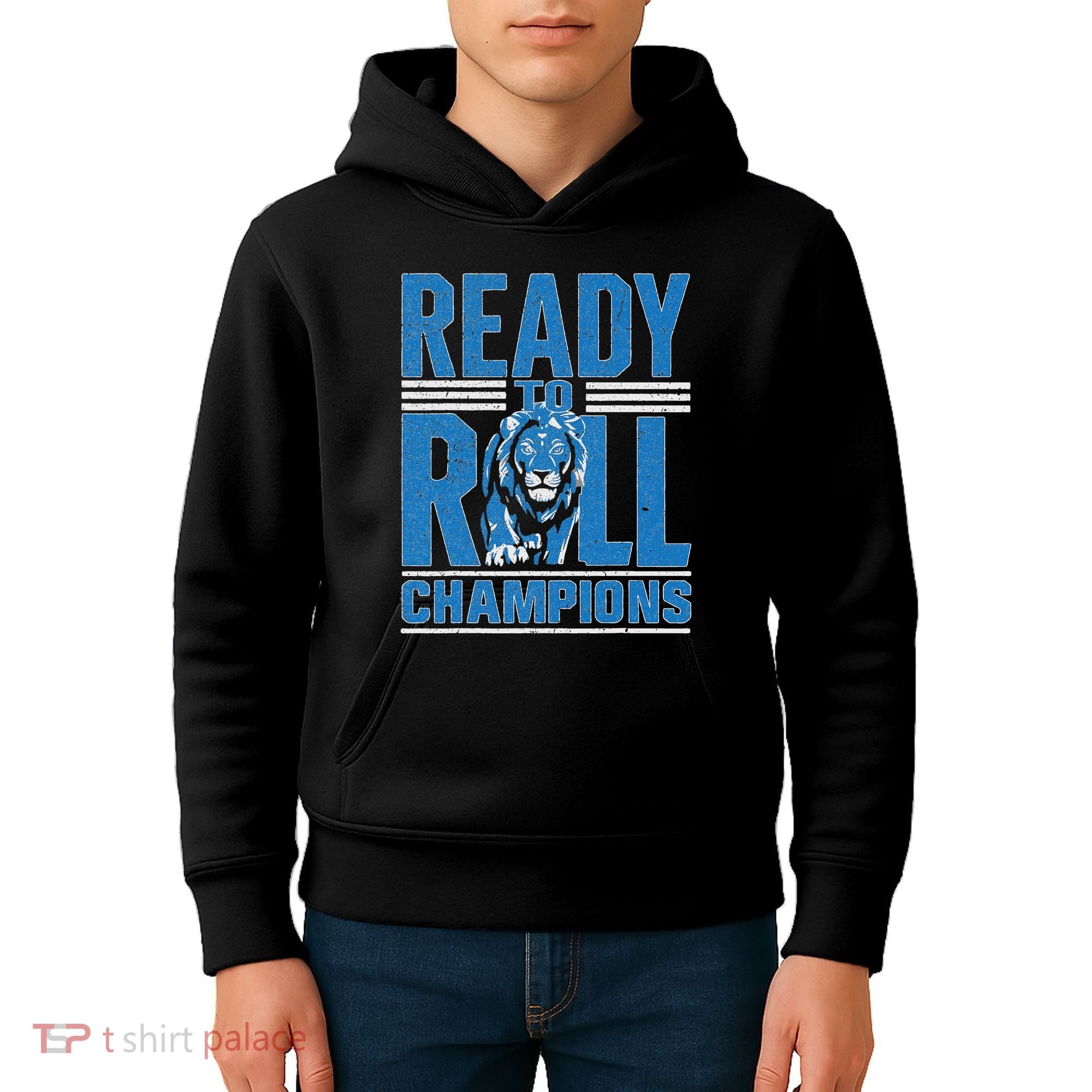 Detroit Ready To Roll Funny Lion Graphic Kids Hoodie