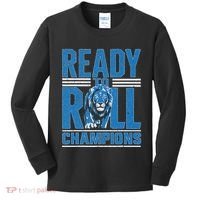 Detroit Ready To Roll Funny Lion Graphic Kids Long Sleeve Shirt thumb 0