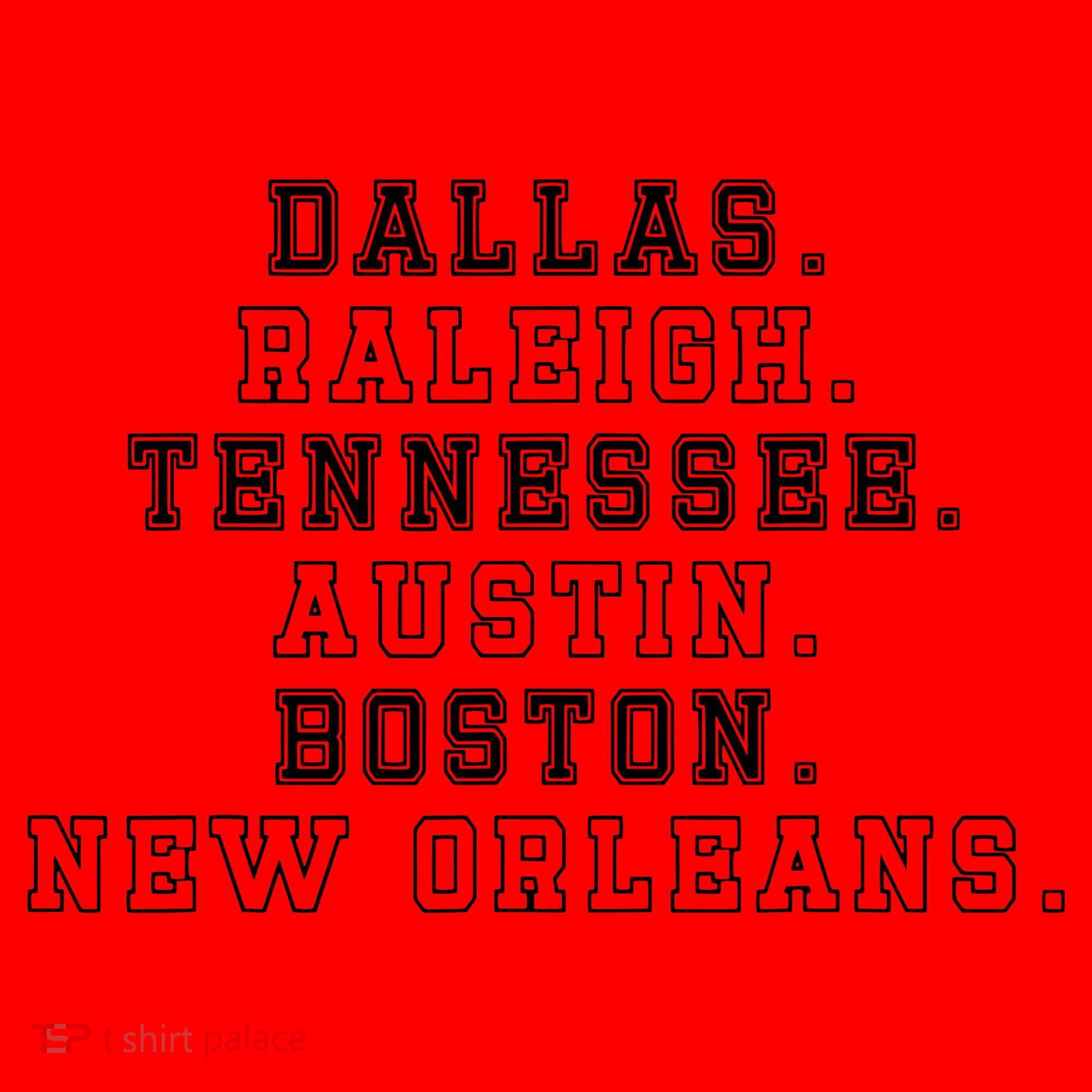 Dallas Raleigh Tennessee Austin Boston New Orleans Santa Hat