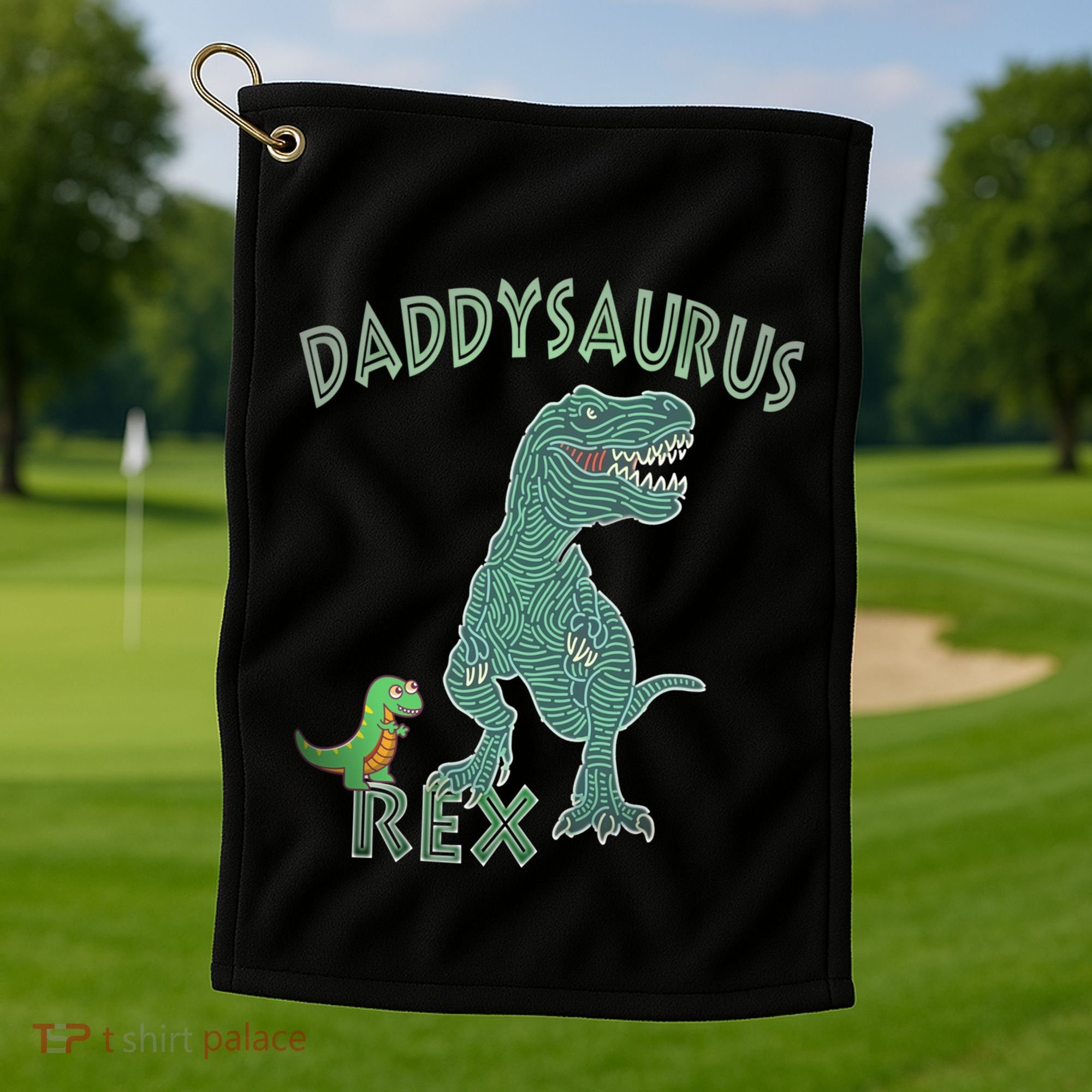 Daddysaurus Rex Tyrannosaurus Dino Dad Funny Gift Golf Towel