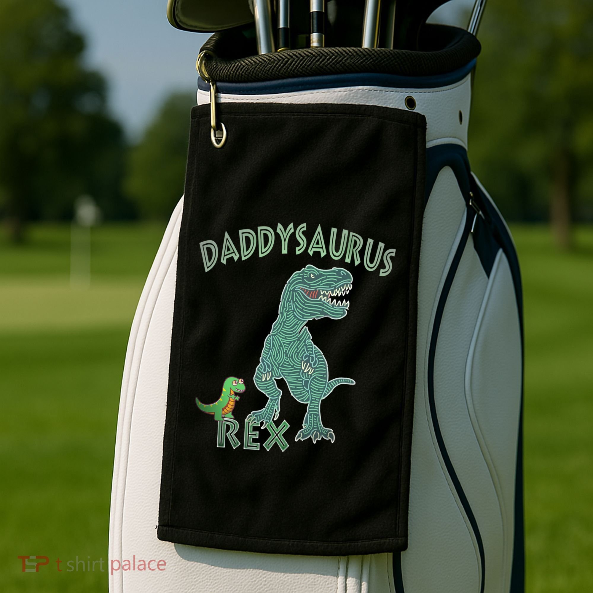 Daddysaurus Rex Tyrannosaurus Dino Dad Funny Gift Golf Towel