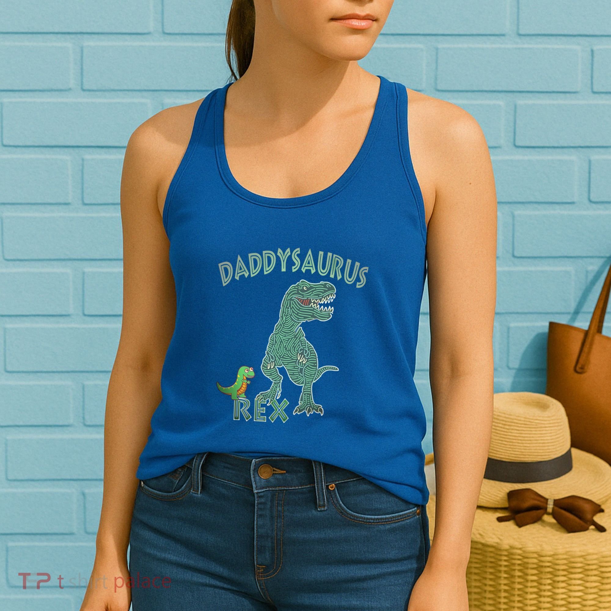 Daddysaurus Rex Tyrannosaurus Dino Dad Funny Gift Women's Tank Top