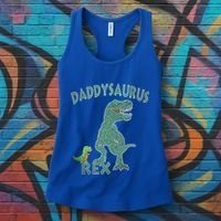Daddysaurus Rex Tyrannosaurus Dino Dad Funny Gift Women's Tank Top thumb 3