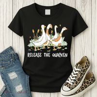 Ducks Release The Quacken Cute Duck Women's T-Shirt thumb 3