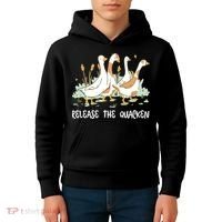 Ducks Release The Quacken Cute Duck Kids Hoodie thumb 4