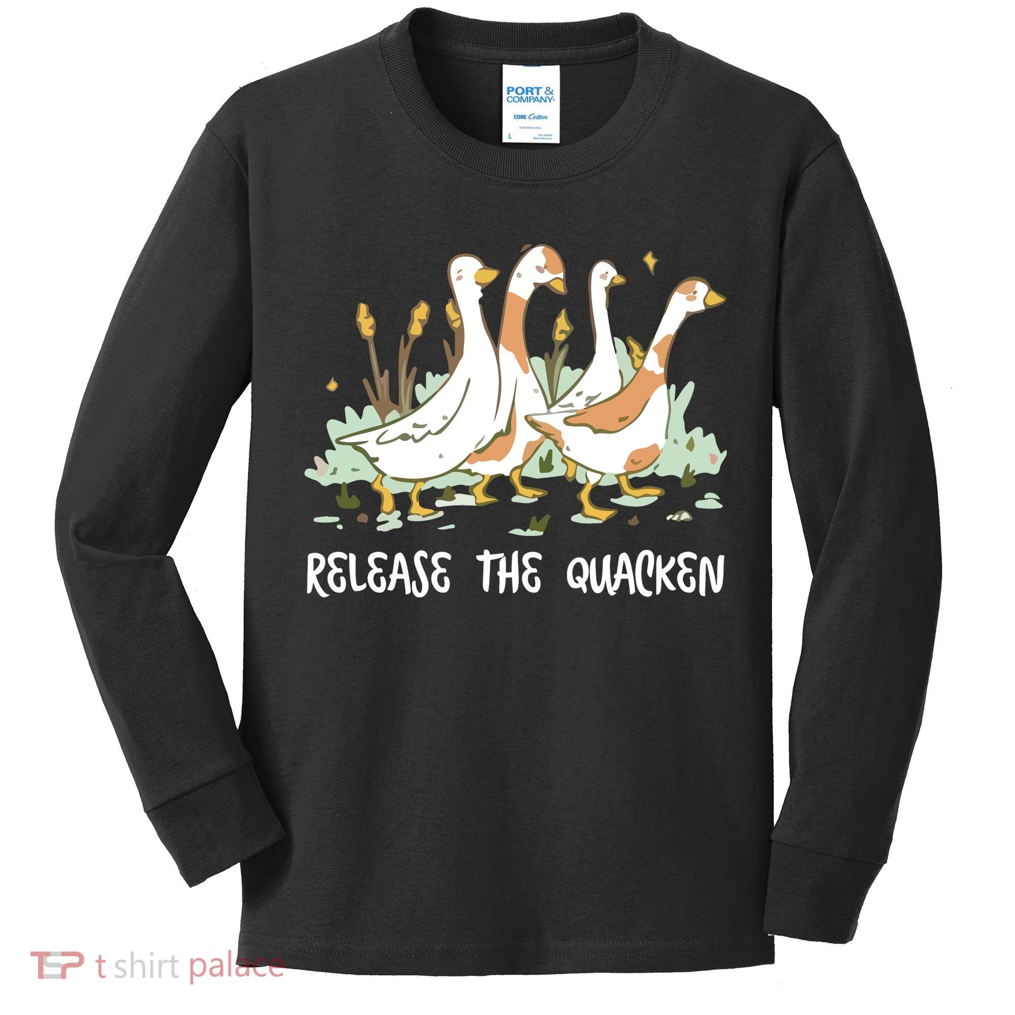 Ducks Release The Quacken Cute Duck Kids Long Sleeve Shirt