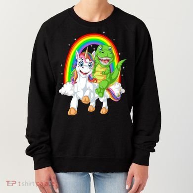 Dinosaur Riding Unicorn Women's Sweatshirt