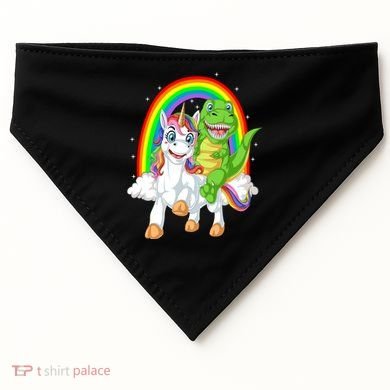 Dinosaur Riding Unicorn USA-Made Doggie Bandana