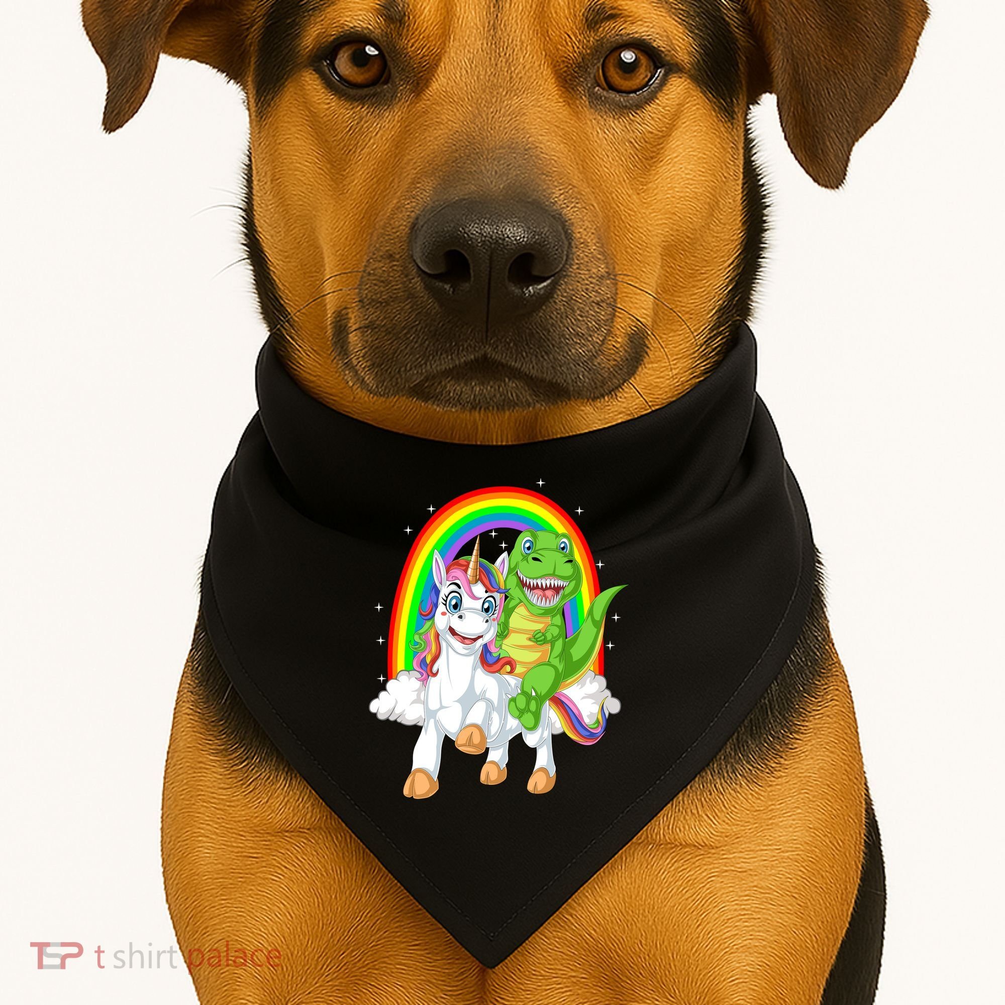 Dinosaur Riding Unicorn USA-Made Doggie Bandana
