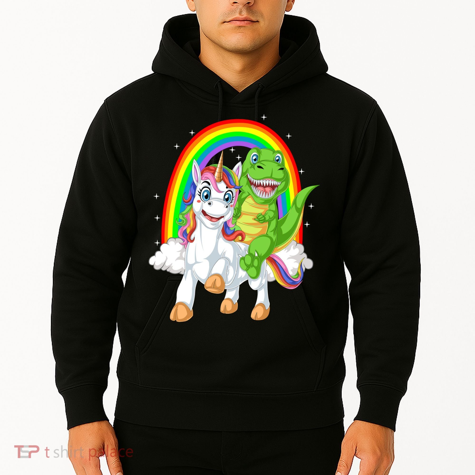 Dinosaur Riding Unicorn Hoodie