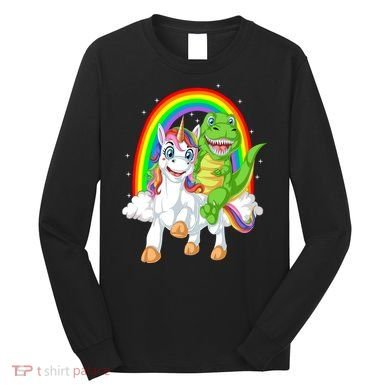 Dinosaur Riding Unicorn Long Sleeve Shirt