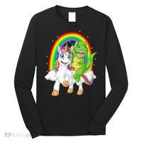 Dinosaur Riding Unicorn Long Sleeve Shirt thumb 0