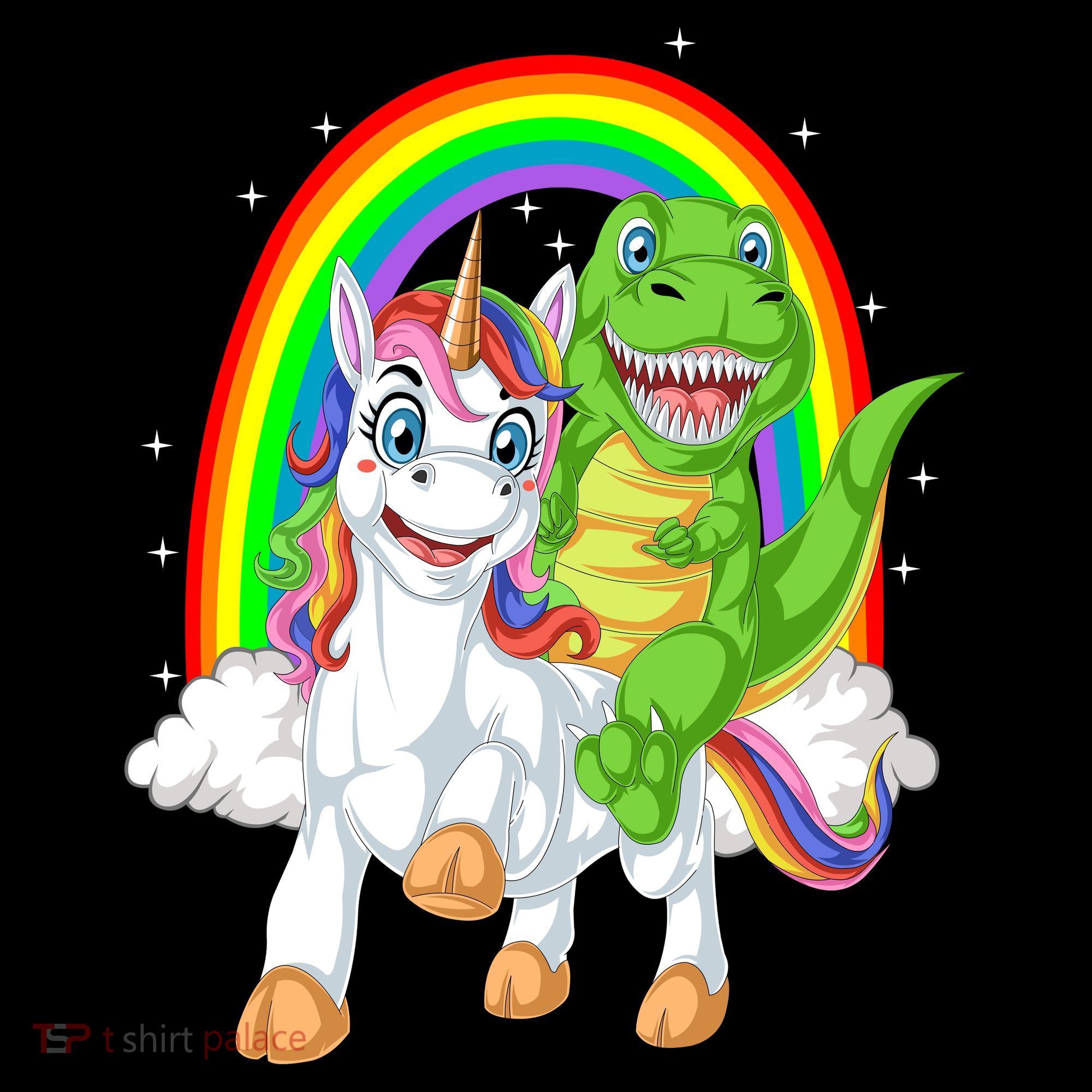 Dinosaur Riding Unicorn Long Sleeve Shirt