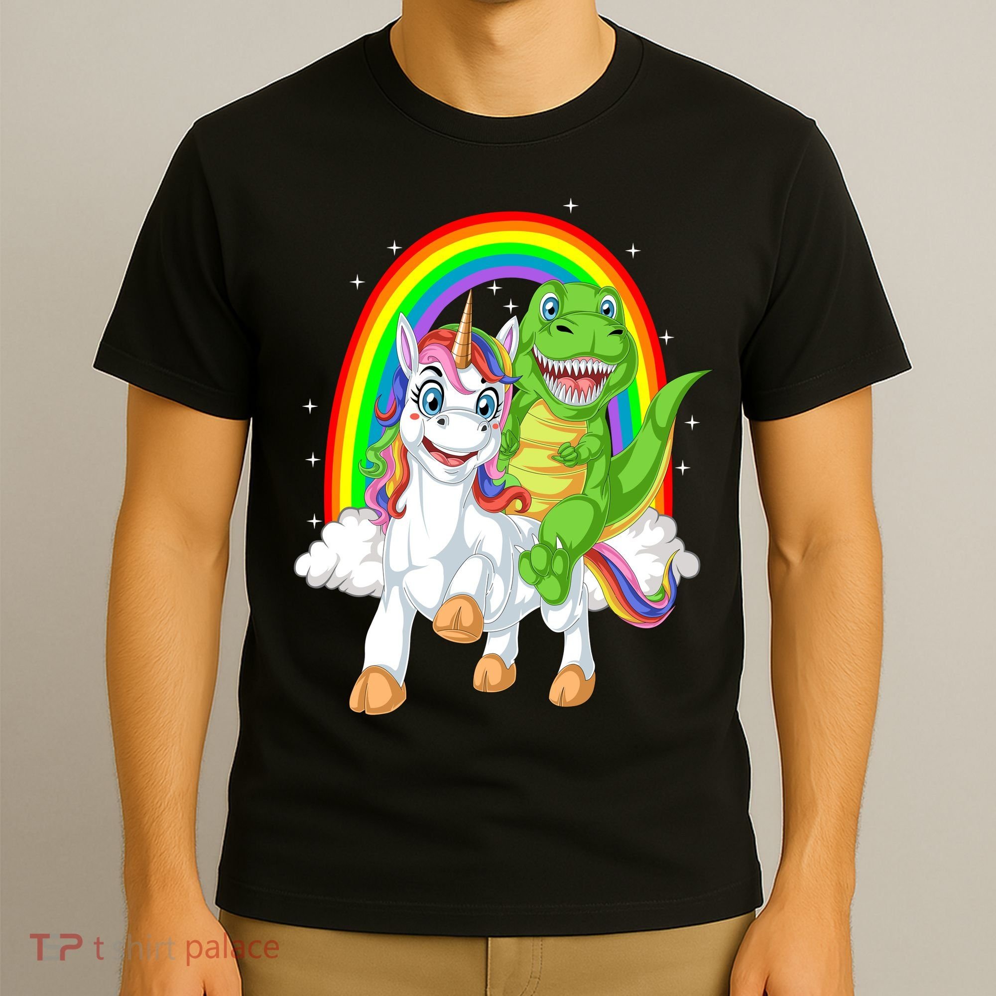 Dinosaur Riding Unicorn T-Shirt