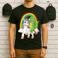 Dinosaur Riding Unicorn T-Shirt thumb 6