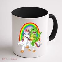 Dinosaur Riding Unicorn Coffee Mug thumb 1