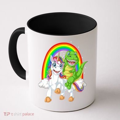 Dinosaur Riding Unicorn Coffee Mug