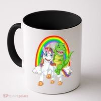 Dinosaur Riding Unicorn Coffee Mug thumb 0