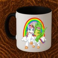 Dinosaur Riding Unicorn Coffee Mug thumb 2