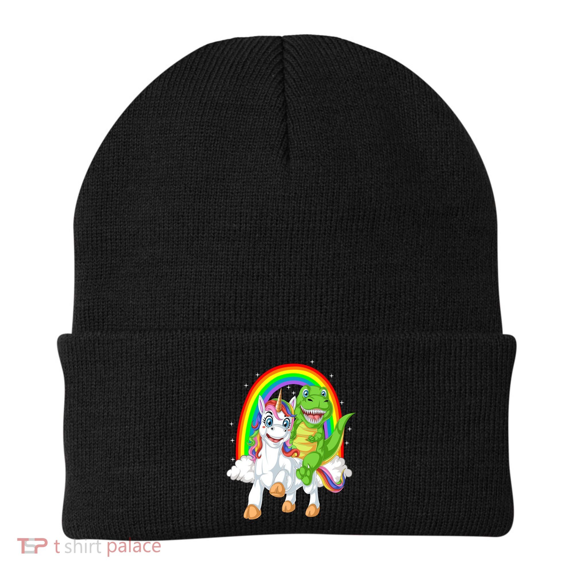 Dinosaur Riding Unicorn Beanie