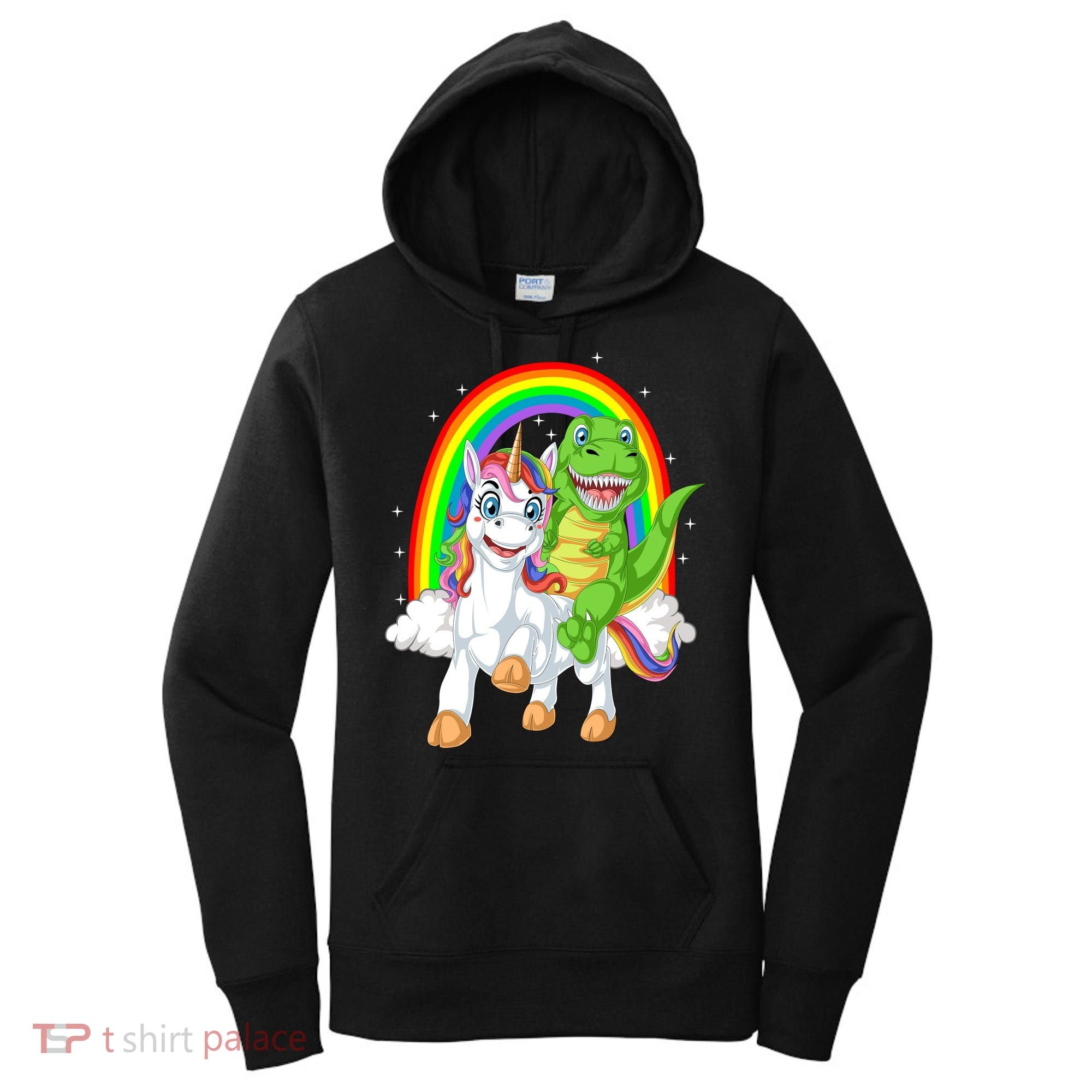 Dinosaur Riding Unicorn Women's Hoodie